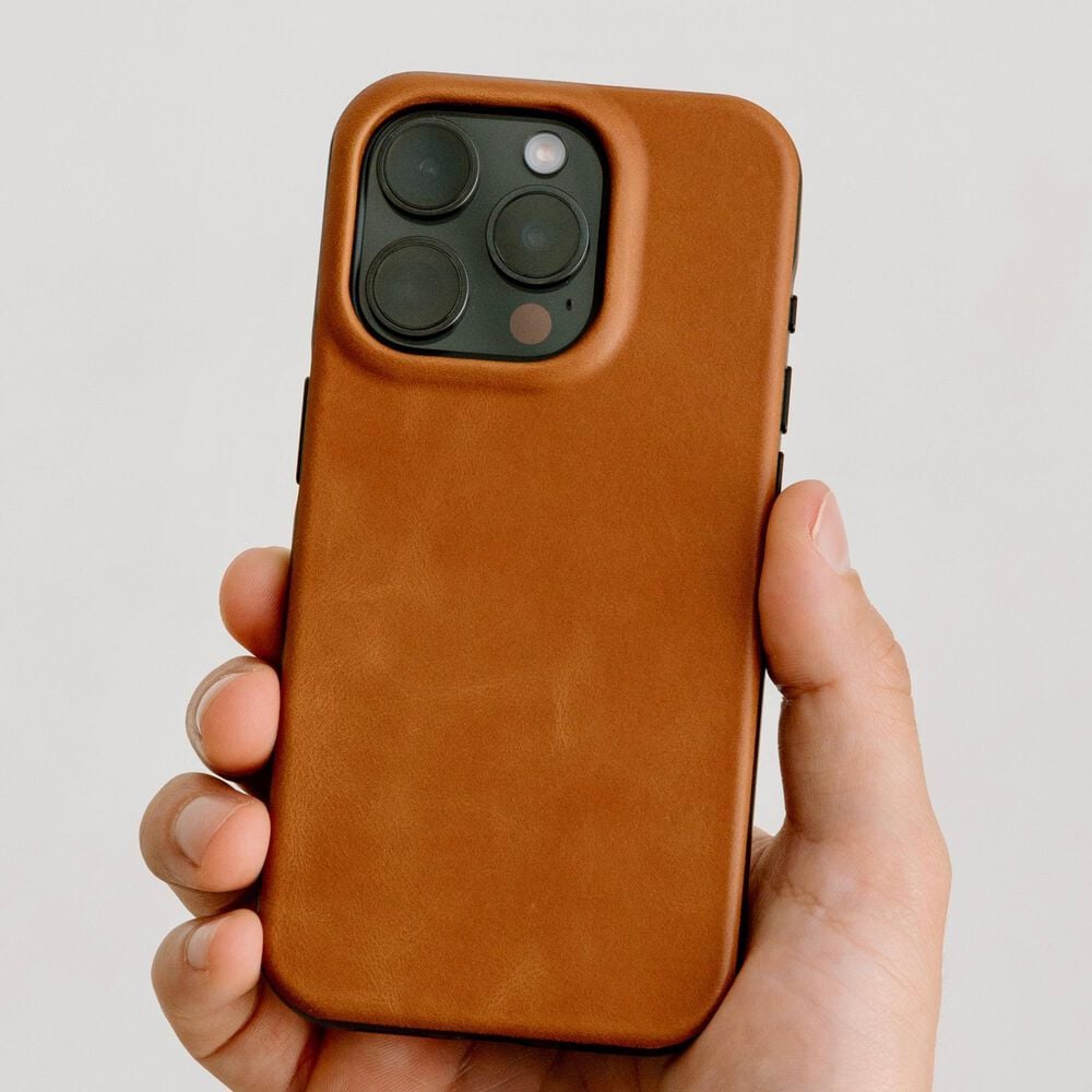 Bluebonnet Cases Minimalist Full-Grain Leather Case with MagSafe for iPhone 16 Pro Max in Saddle Tan, , large