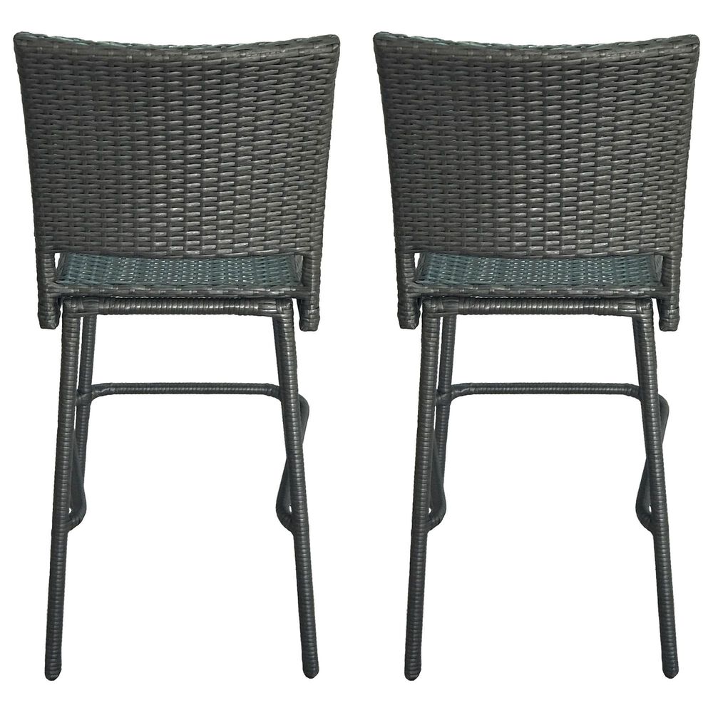 Hearth and Haven Outdoor Rattan Armless Barstool in Grey (Set of 2), , large