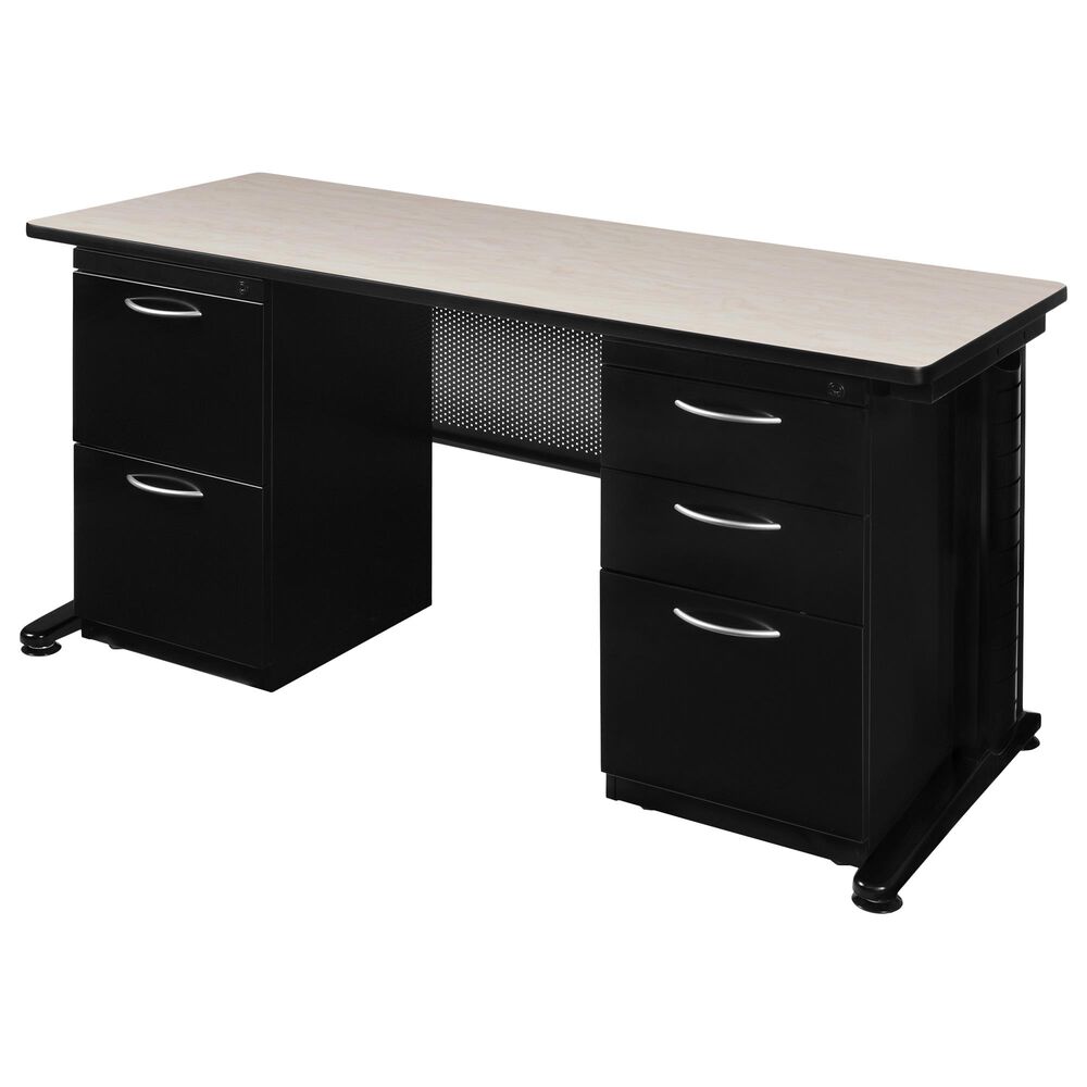 Regency Global Sourcing Fusion 60" x 24" Double Pedestal Desk in Maple, , large