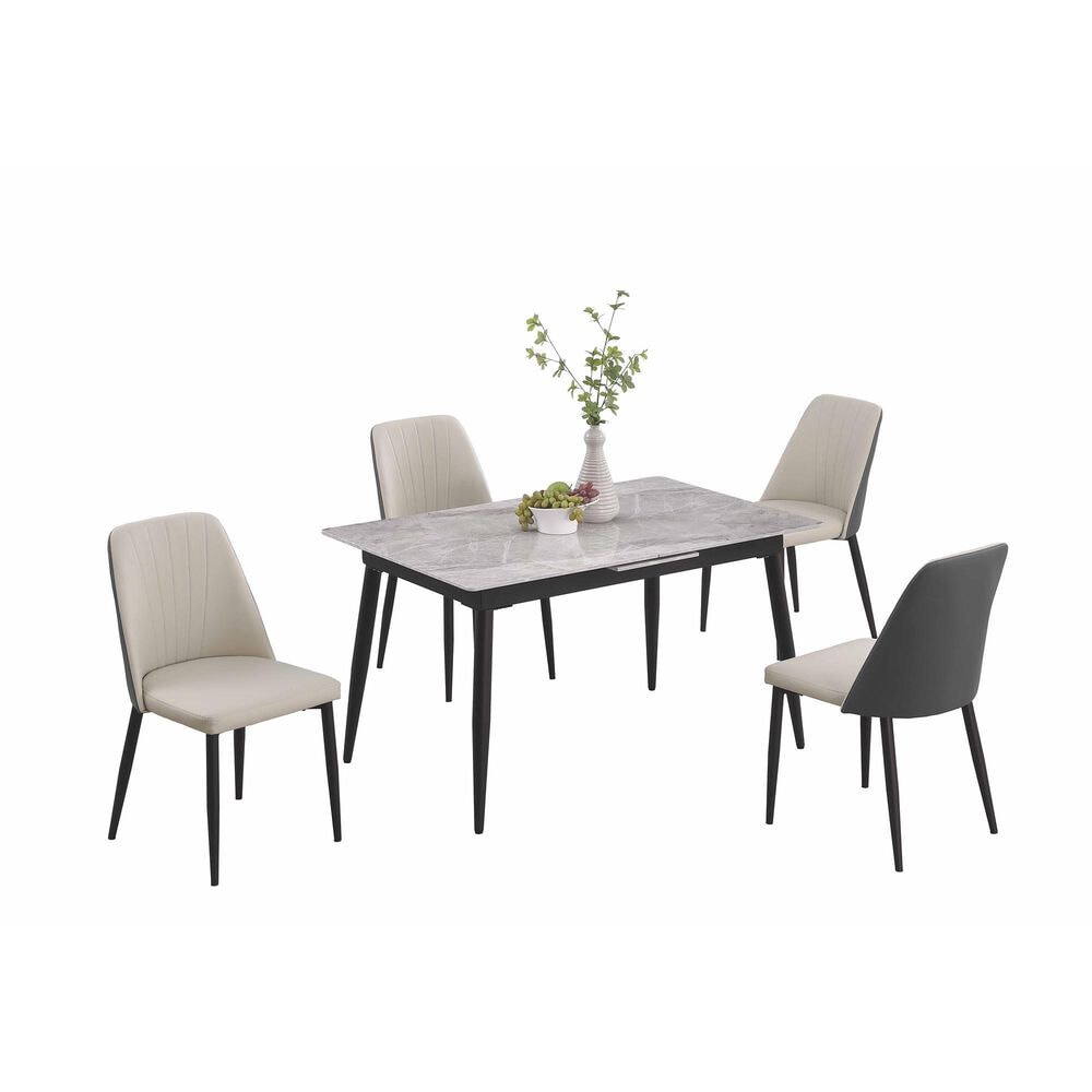Monroe Judith Dining Table and Chairs in Marbleized Matte Gray, , large