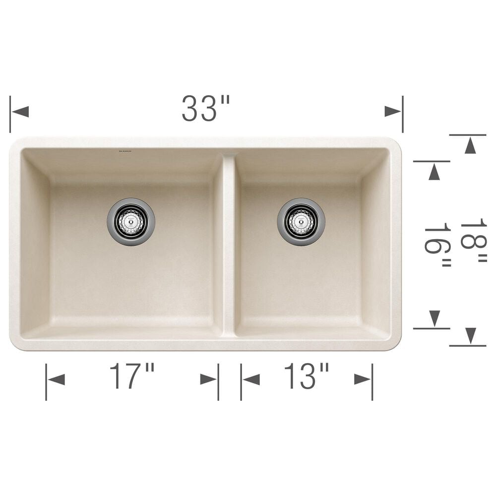 Blanco Precis 33&quot; 1-3/4 Double Bowl Kitchen Sink in Soft White, , large