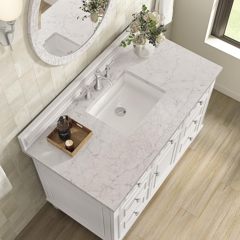 James Martin Vanities Lorelai 48&quot; Single Vanity in Bright White with 3 cm Eternal Jasmine Pearl Quartz Top, , large