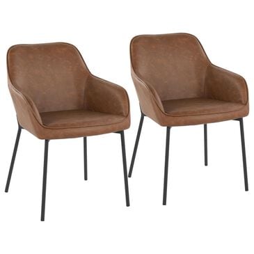 LumiSource Daniella Arm Chair with Camel Faux Leather Cushion in Black (Set of 2), , large