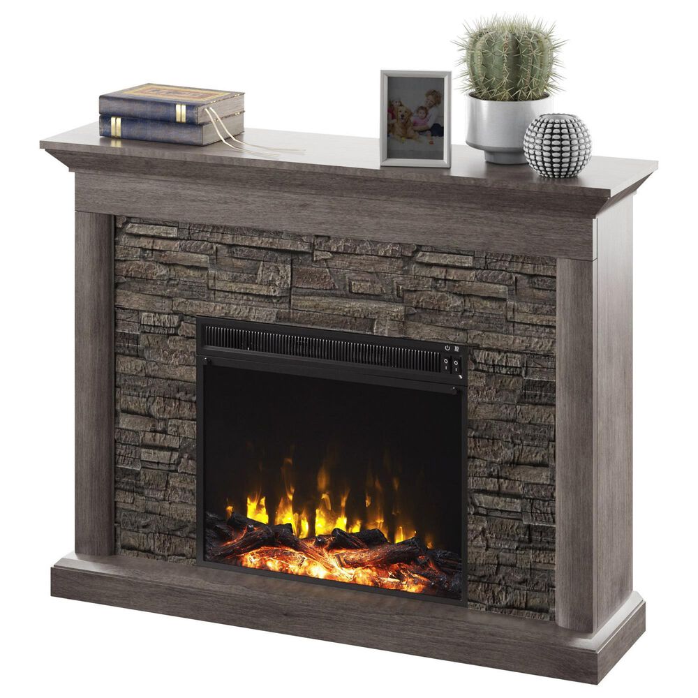 Classic Flame 48" Stacked Stone Wall Mantel with Electric Fireplace in Gray, , large