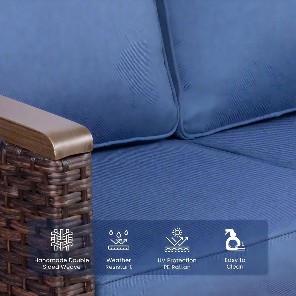 Sunwell Garden 5-Piece Patio Chat Set with Two Accent Chairs in Navy, , large