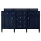 James Martin Vanities Brittany 60" Double Bathroom Vanity in Victory Blue with Single Hole 3 cm White Zeus Quartz Top and Rectangular Sinks, , large