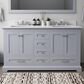 Lexora Home Dukes 60" Double Bathroom Vanity in Dark Grey with White Cultured Marble Top and Rectangular Sinks, , large