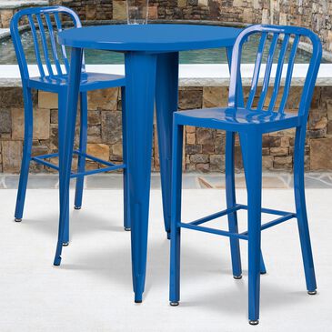 Flash Furniture 3-Piece Metal Bar Table Set in Blue, , large