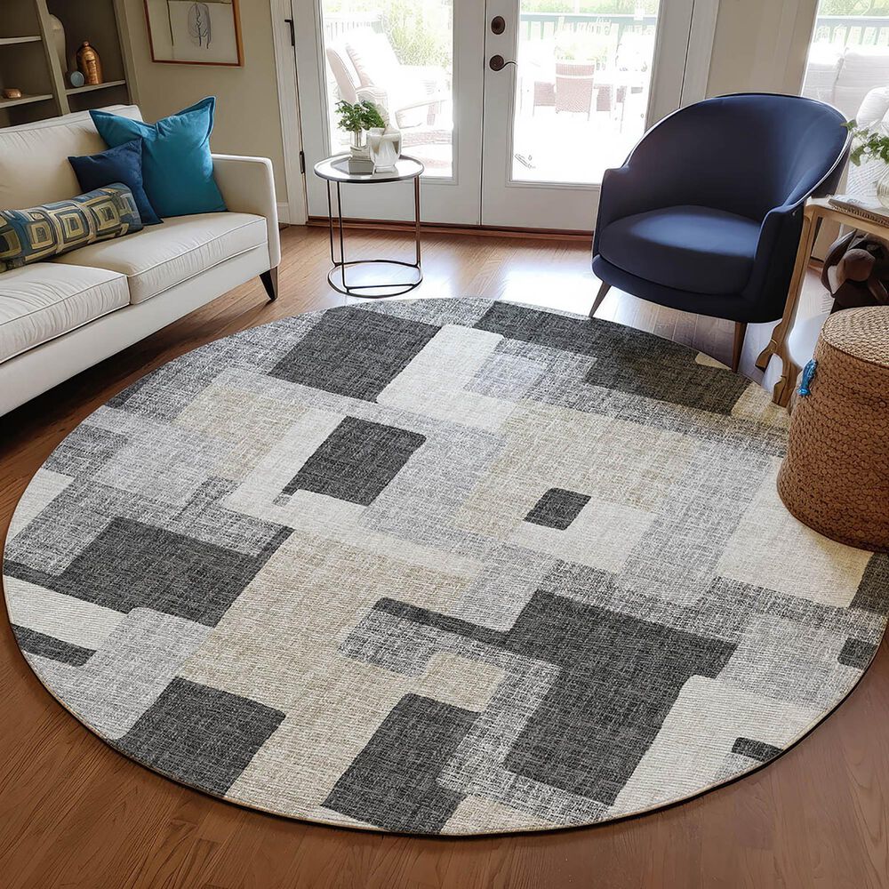 Dalyn Rug Company Portico PO3 Gray 8&#39; Round Area Rug, , large