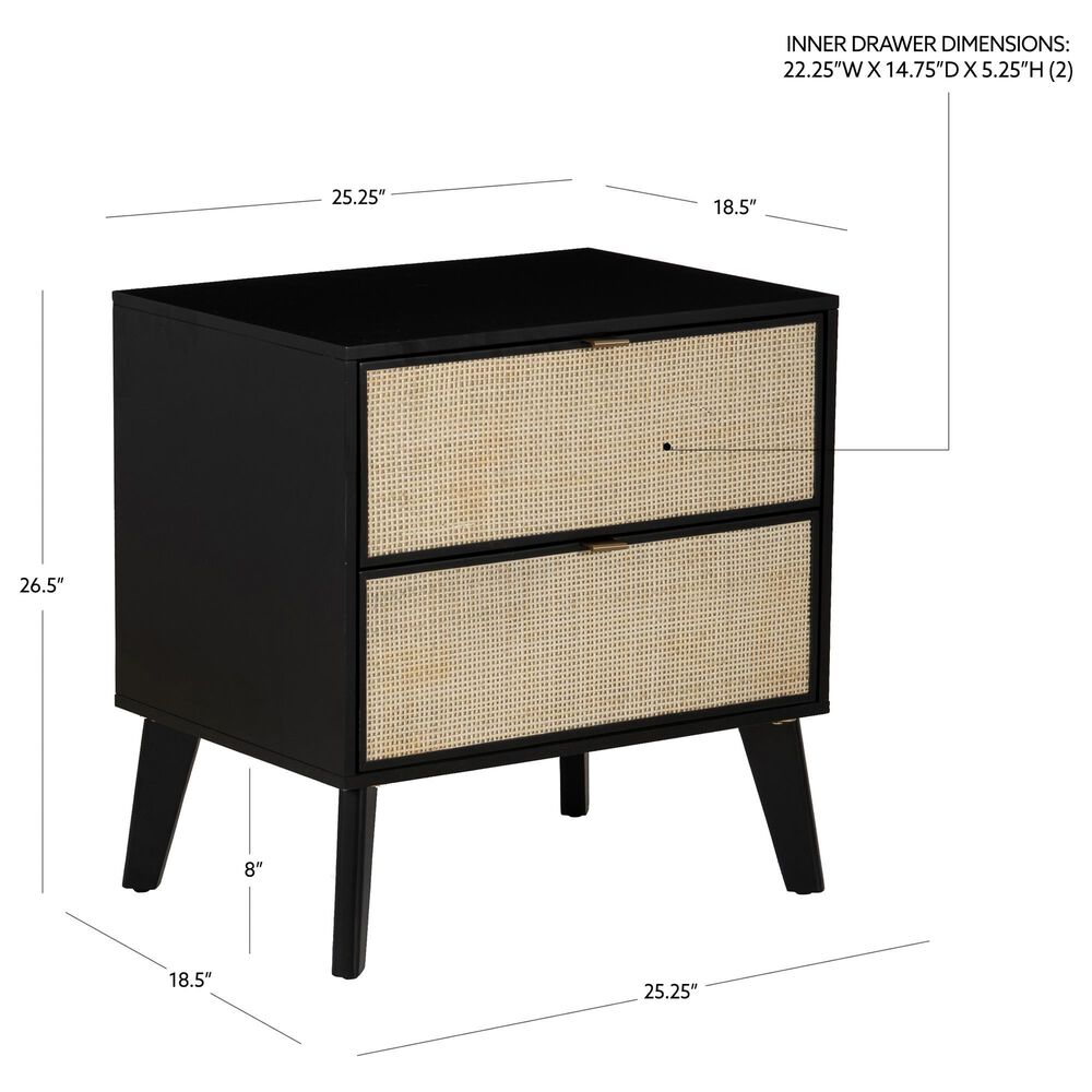 Linon Home Decor Collett 2-Drawer Nightstand in Black, , large