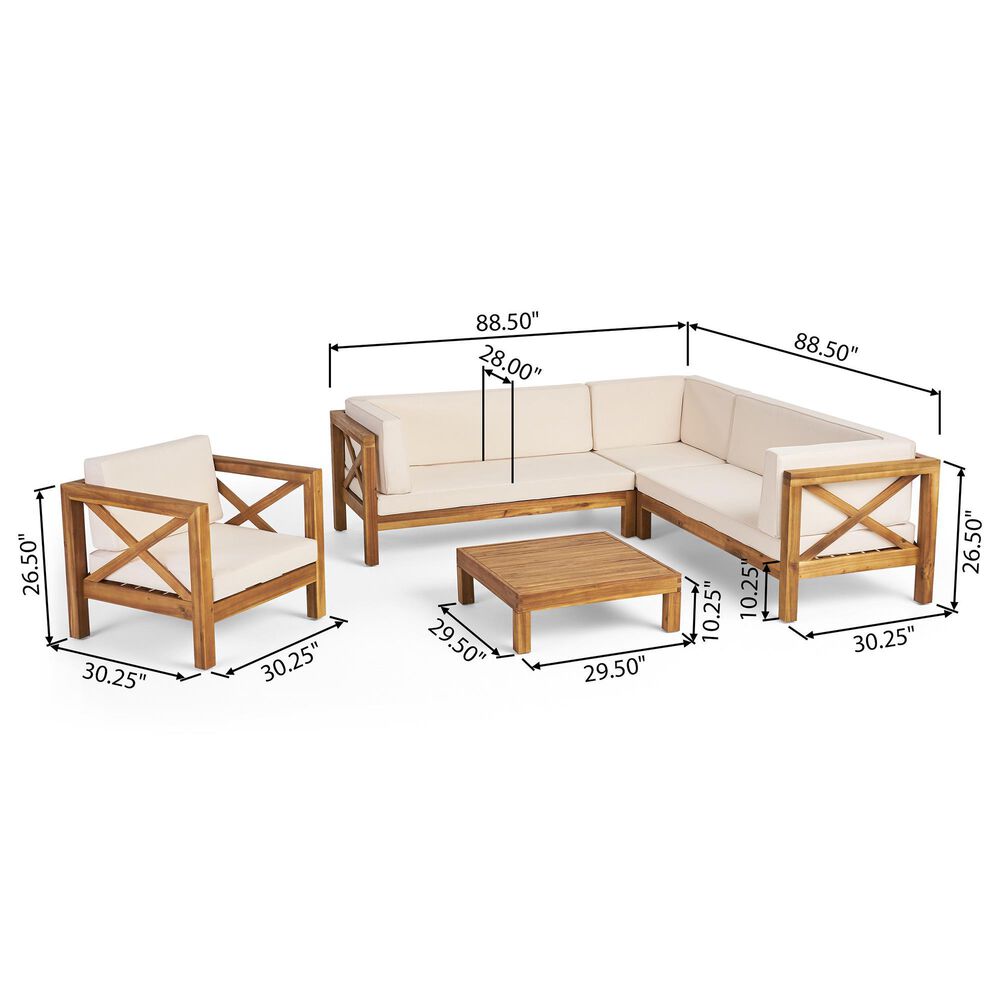 Noble House Brava 5-Piece Conversation Set in Beige, , large