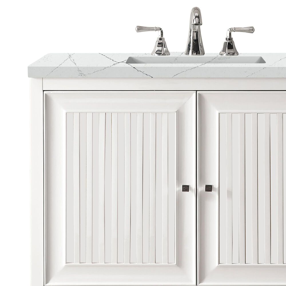 James Martin Vanities Athens 30&quot; Single Bathroom Vanity in Glossy White with 3 cm Ethereal Noctis Quartz Top and Rectangular Sink, , large