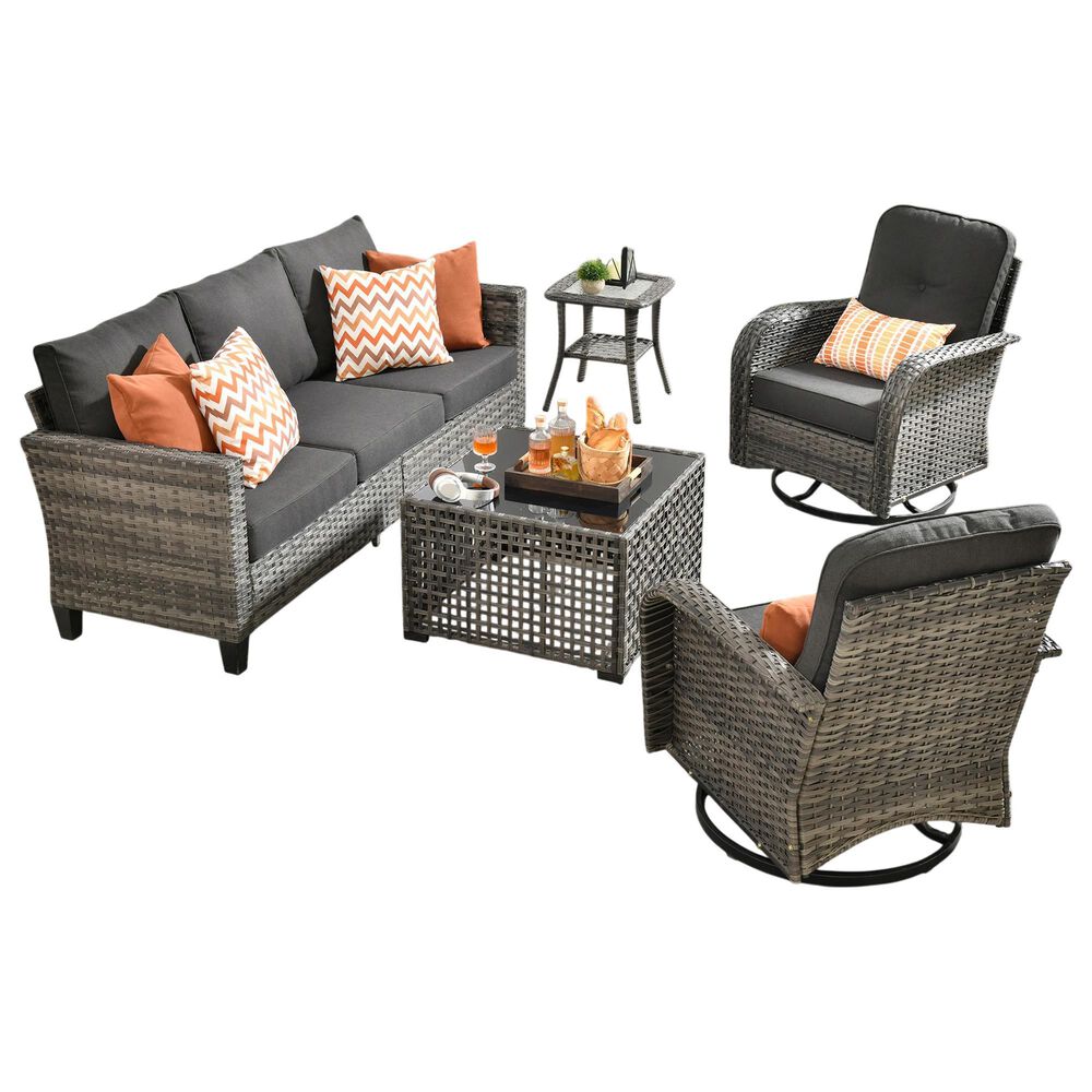 HOMLUX 5-Piece Outdoor Conversation Set in Black, , large