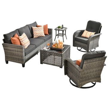 HOMLUX 5-Piece Outdoor Conversation Set in Black, , large