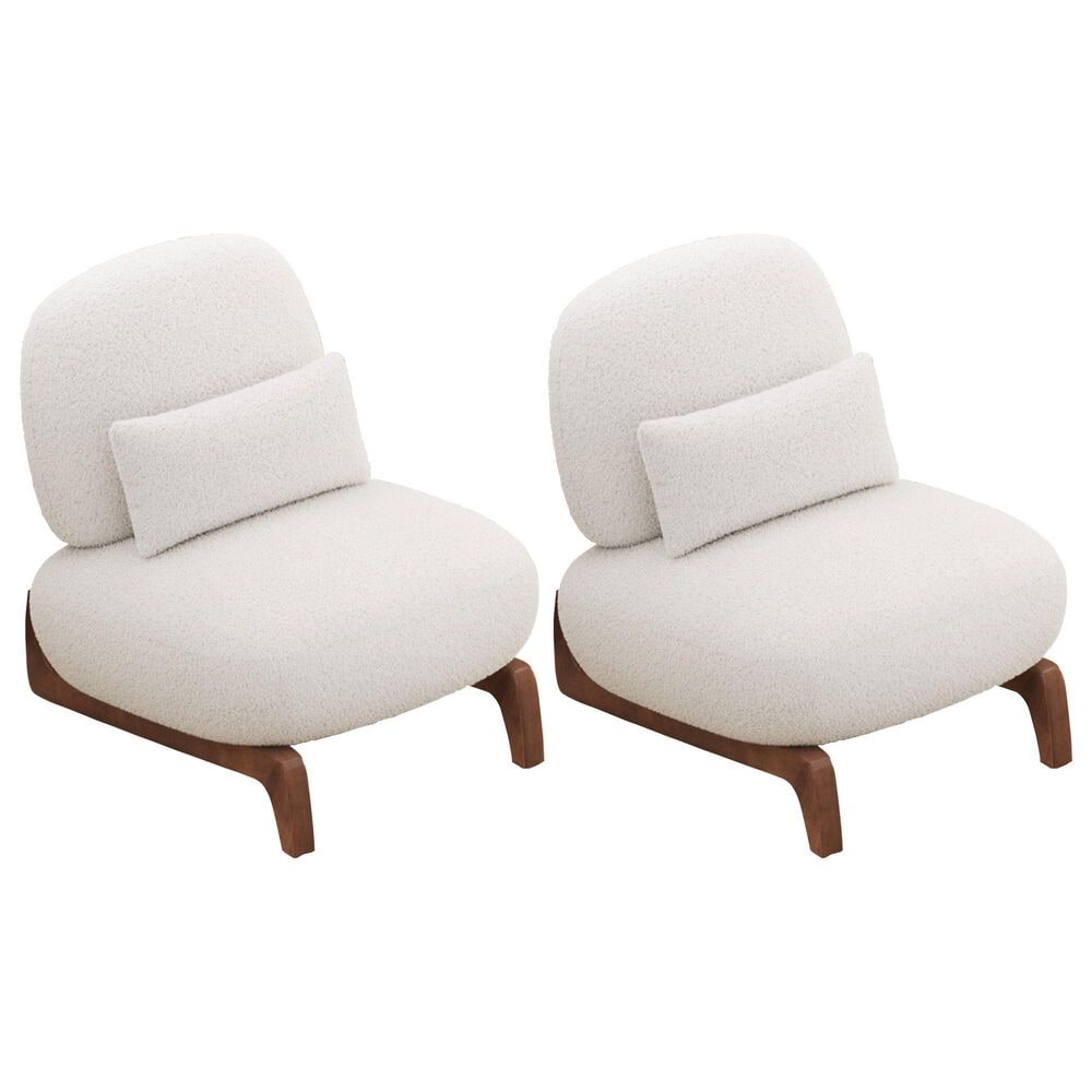 Morden Fort Cloud Boucle Armless Chair in White (Set of 2), , large