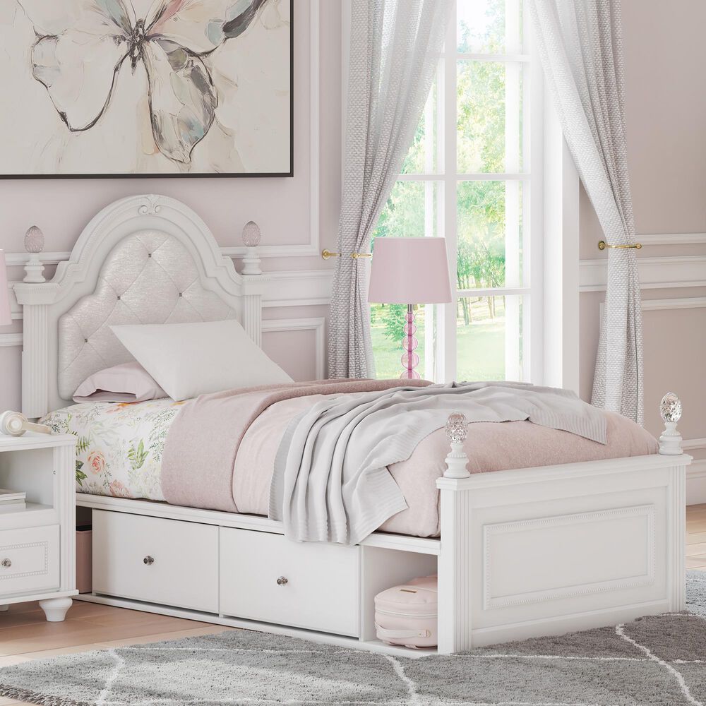 Ashley Kozlani Twin Upholstered Storage Bed in Matte White, , large