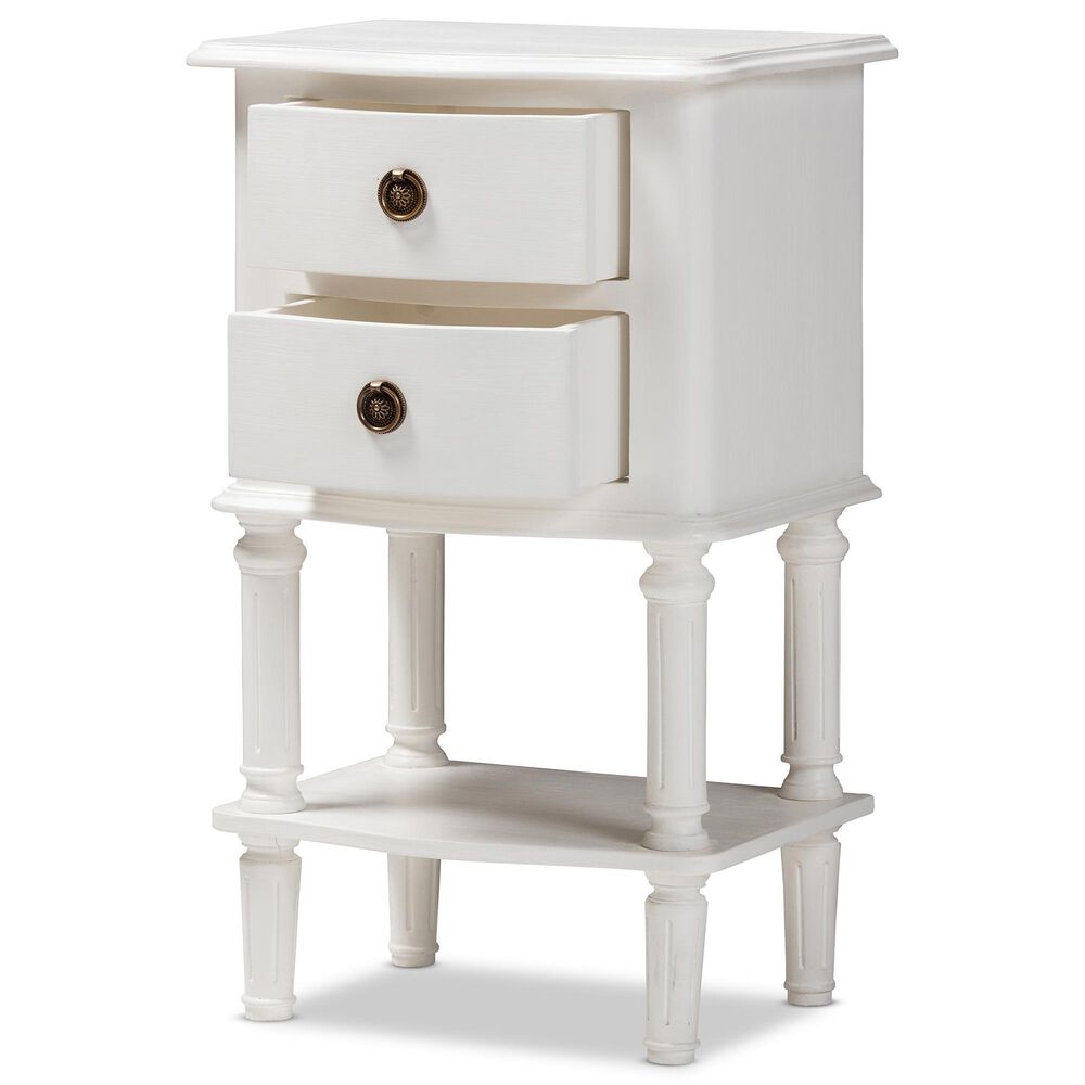 Baxton Studio Audrey 2-Drawer Nightstand in White, , large