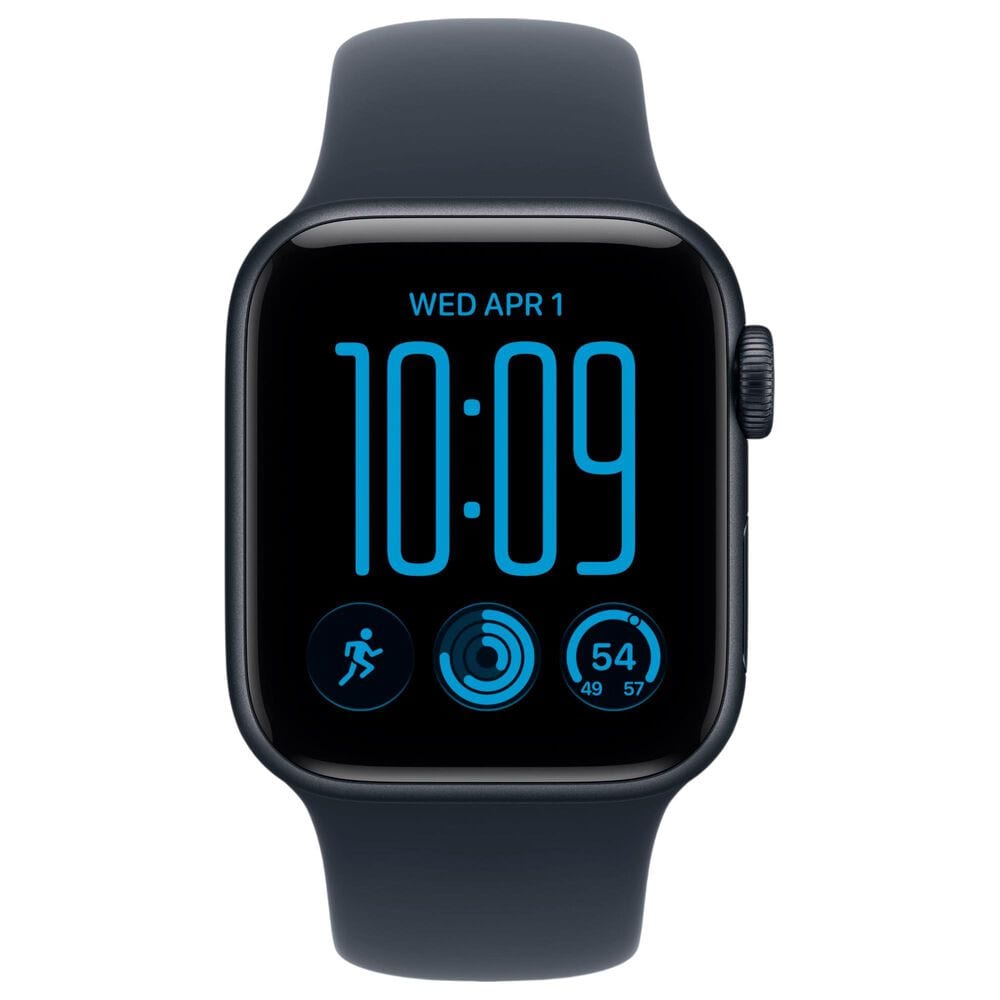 Apple Watch SE 3 (GPS + Cellular) 40mm Midnight Aluminum Case with Navy Blue Sport Band - S/M and 2-Year AppleCare+, , large