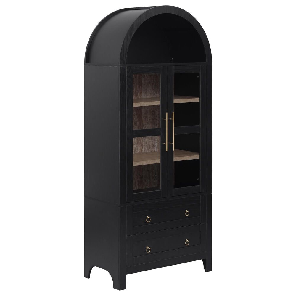 HOMLUX 71" Arched Kitchen Pantry Cabinet in Black, , large
