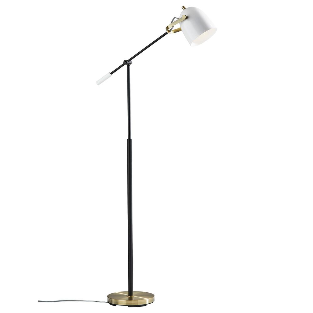 Adesso Casey Floor Lamp in Black/White/Antique Brass, , large