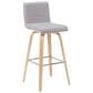 Armen Living Vienna Swivel Bar Height Stool with Gray Upholstery in Patterned Oak, , large