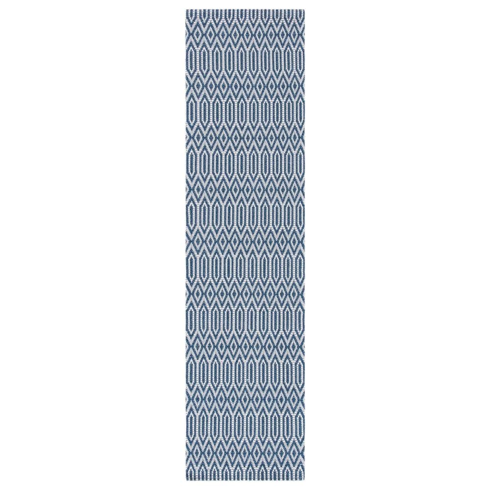 Safavieh Martha Stewart Cotton MSR405 2" x 8" Blue and Grey Runner, , large