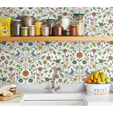 NextWall Bird Toile 216" x 20.5" Peel and Stick Wallpaper in White, , large