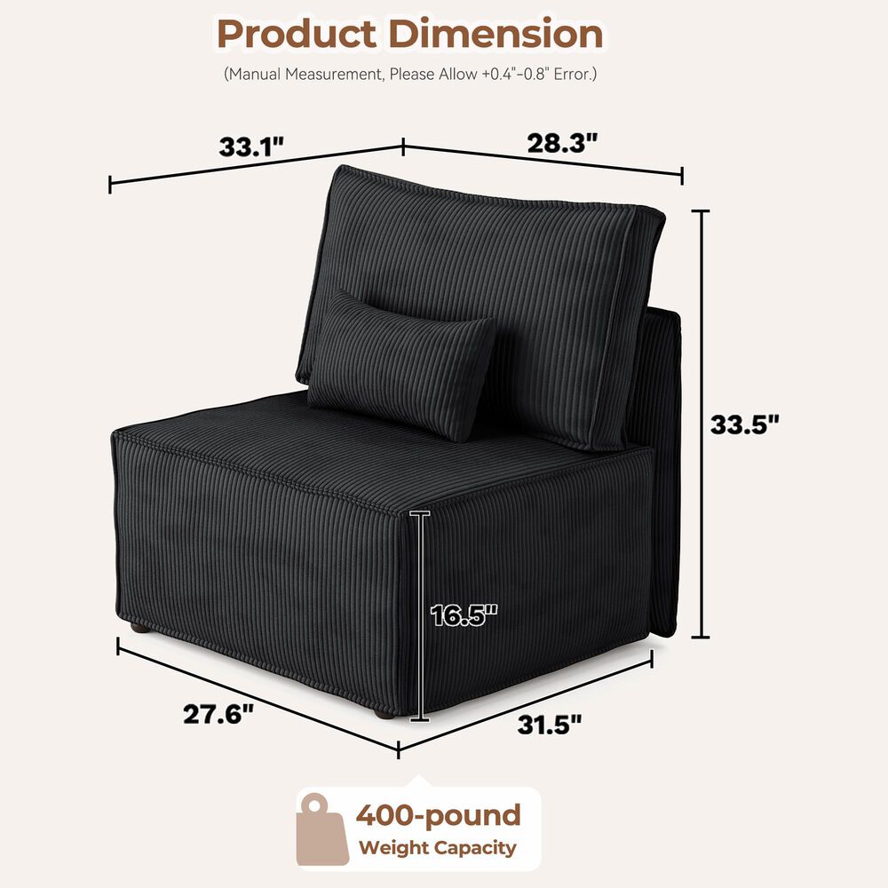 HOMLUX Armless Module in Black, , large