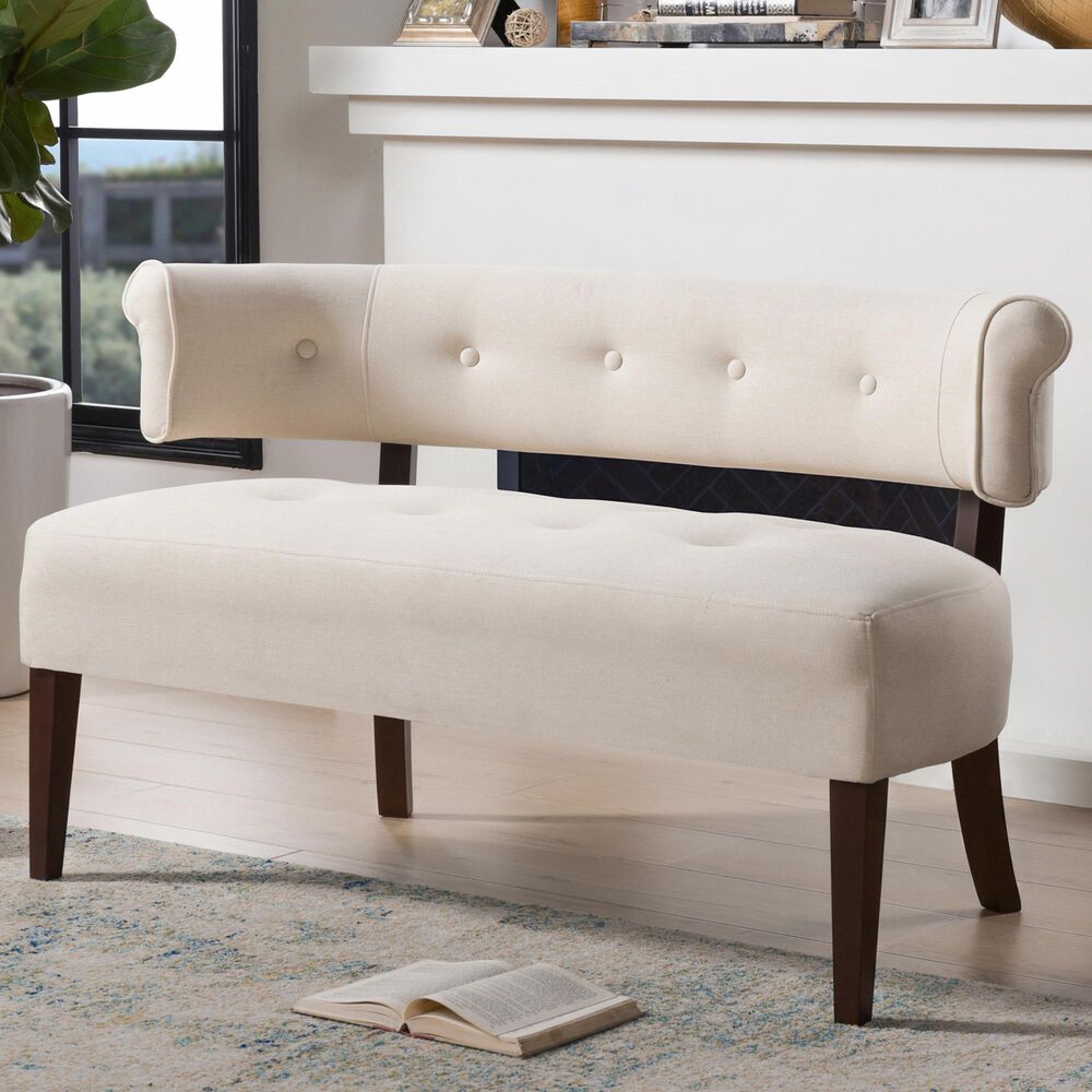 Jennifer Taylor Home Jared Stationary Settee in Sky Neutral Beige NFM