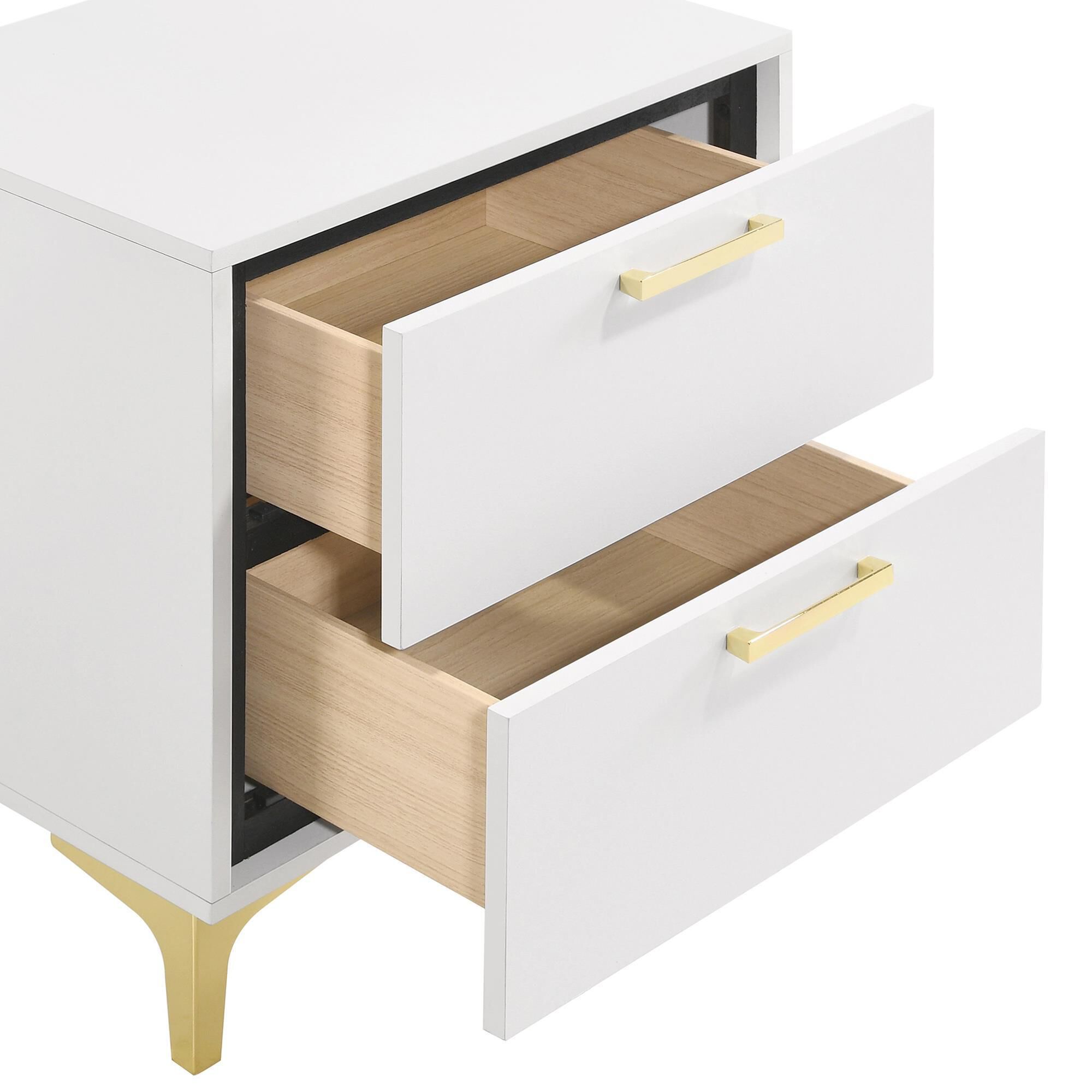 Pacific Landing Kendall 2-Drawer Nightstand in Gold and White