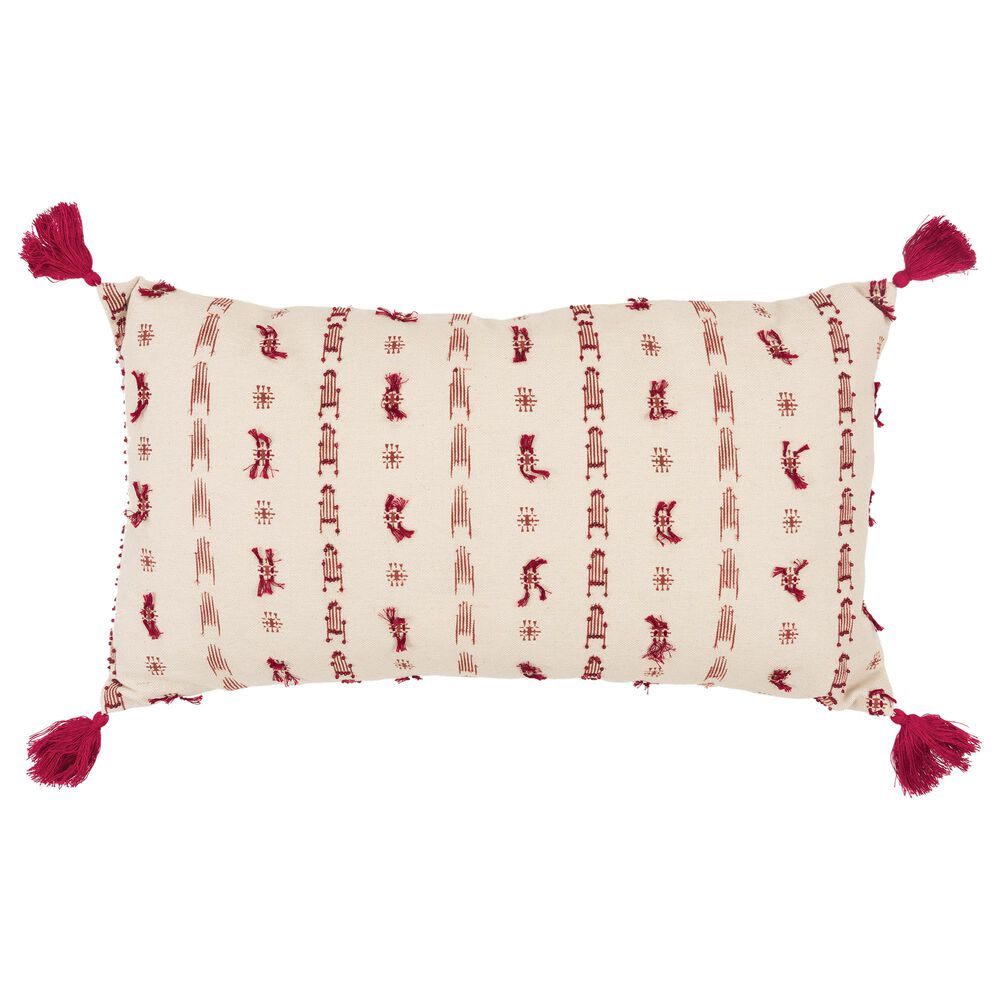 Rizzy Home Geometric 14&quot; x 26&quot; Down Filled Pillow in Natural and Red, , large