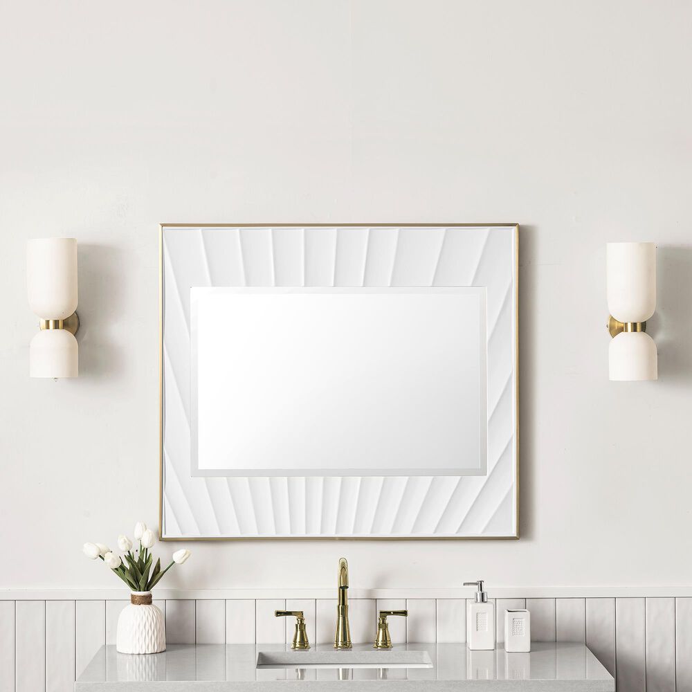 James Martin Vanities Le Soleil 36&quot; Rectangular Mirror in Matte White and Gold, , large