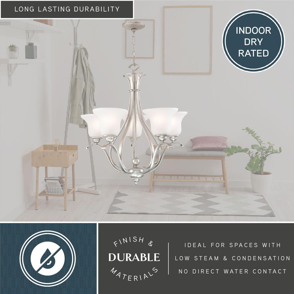 Vaxcel Monrovia 5-Light Chandelier in Brushed Nickel, , large