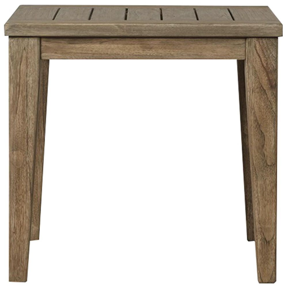Lloyd Flanders Wildwood Teak End Table in Heather Gray, , large
