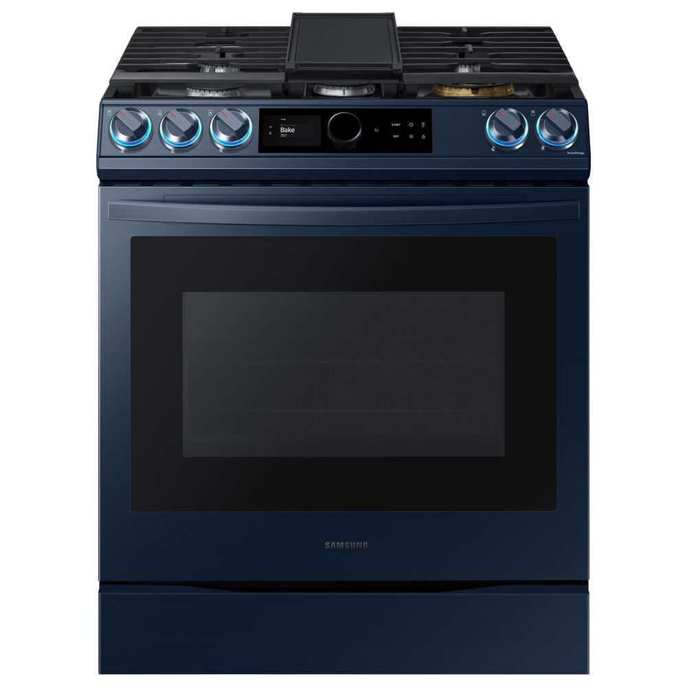 Samsung Bespoke Smart Slide-in Gas Range 6.0 cu. ft. w/ Smart Dial, Air Fry & Wi-Fi in Navy Steel, , large