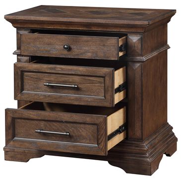 New Heritage Design Mar Vista 3 Drawer Nightstand in Brushed Walnut, , large