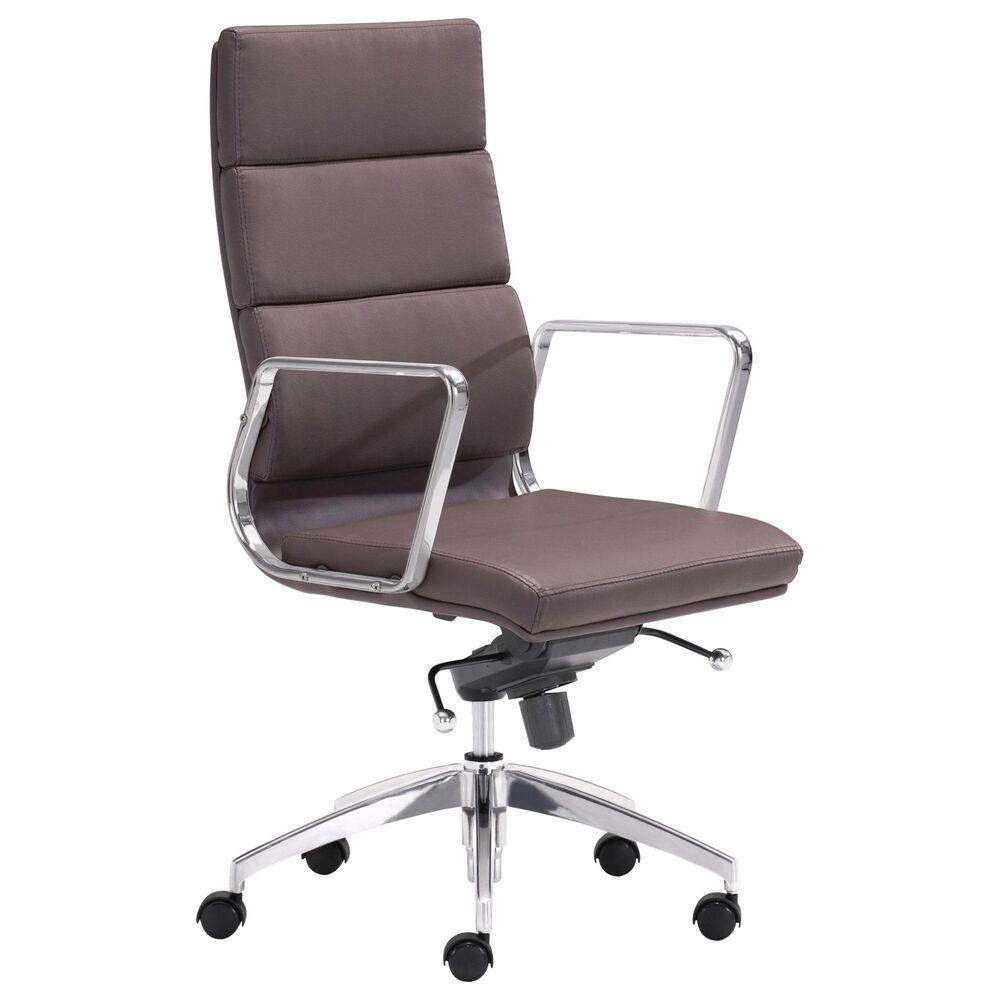 Zuo Modern Engineer Contemporary Office Chair in Espresso and Silver, , large