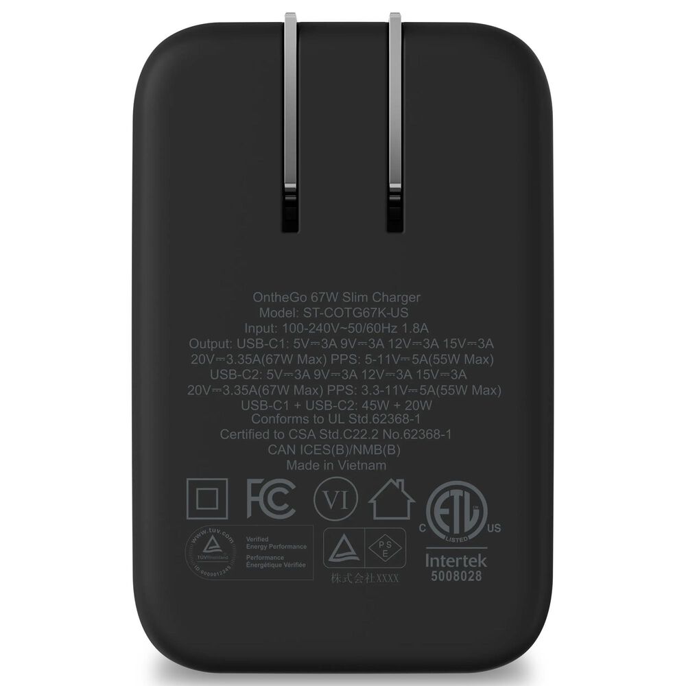 Satechi OntheGo 67W Slim Wall Charger in Black, , large