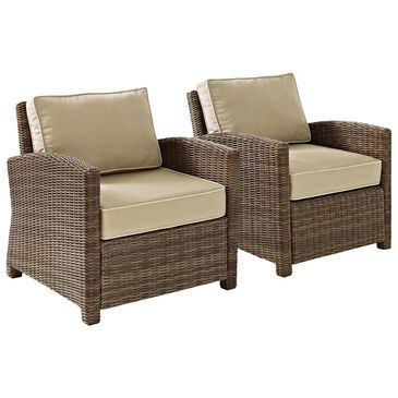 Crosley Furniture Bradenton 2-Piece Outdoor Wicker Seating Set with Sand Cushions, , large