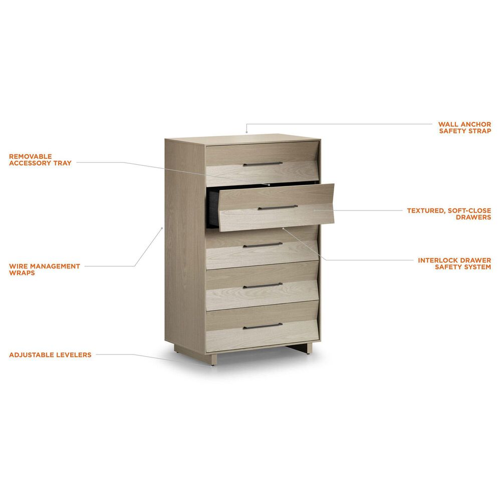 BDI Kava 5-Drawer Chest in Washed Oak, , large