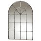Baxton Studio Newman Arched Window Accent Wall Mirror in Antique Silver, , large