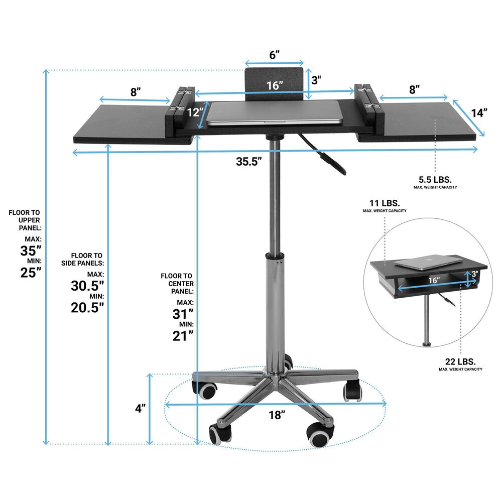 Rta Products Llc Folding Table Laptop Cart in Graphite and Chrome, , large
