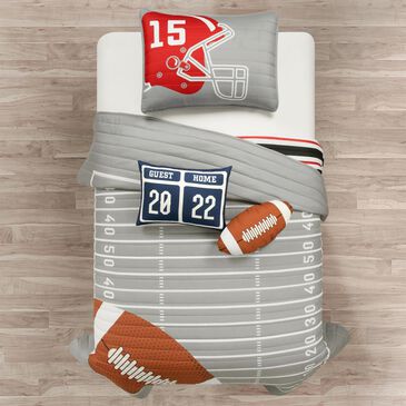 Triangle Home Fashions American Football 4-Piece Twin Quilt Set in Gray, , large