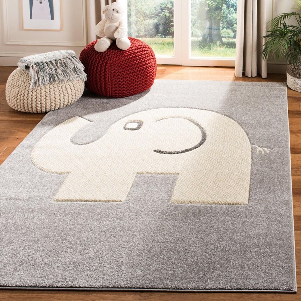 Safavieh Carousel CRK165 5&#39;3&quot; x 7&#39;6&quot; Grey and Ivory Kids  Area Rug, , large