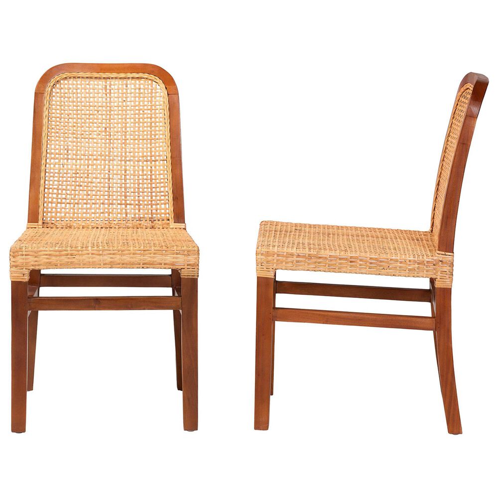 Baxton Studio Caspia Side Chair in Walnut Brown and Natural (Set of 2), , large