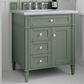James Martin Vanities Brittany 30" Single Bathroom Vanity in Smokey Celadon with 3 cm Carrara White Marble Top and Rectangular Sink, , large