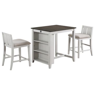 New Heritage Design Heston 3-Piece Counter Height Dining Set in White and Gray, , large