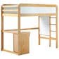 Walker Edison Adyn Twin Loft Bunk Bed with Desk in Natural Pine, , large