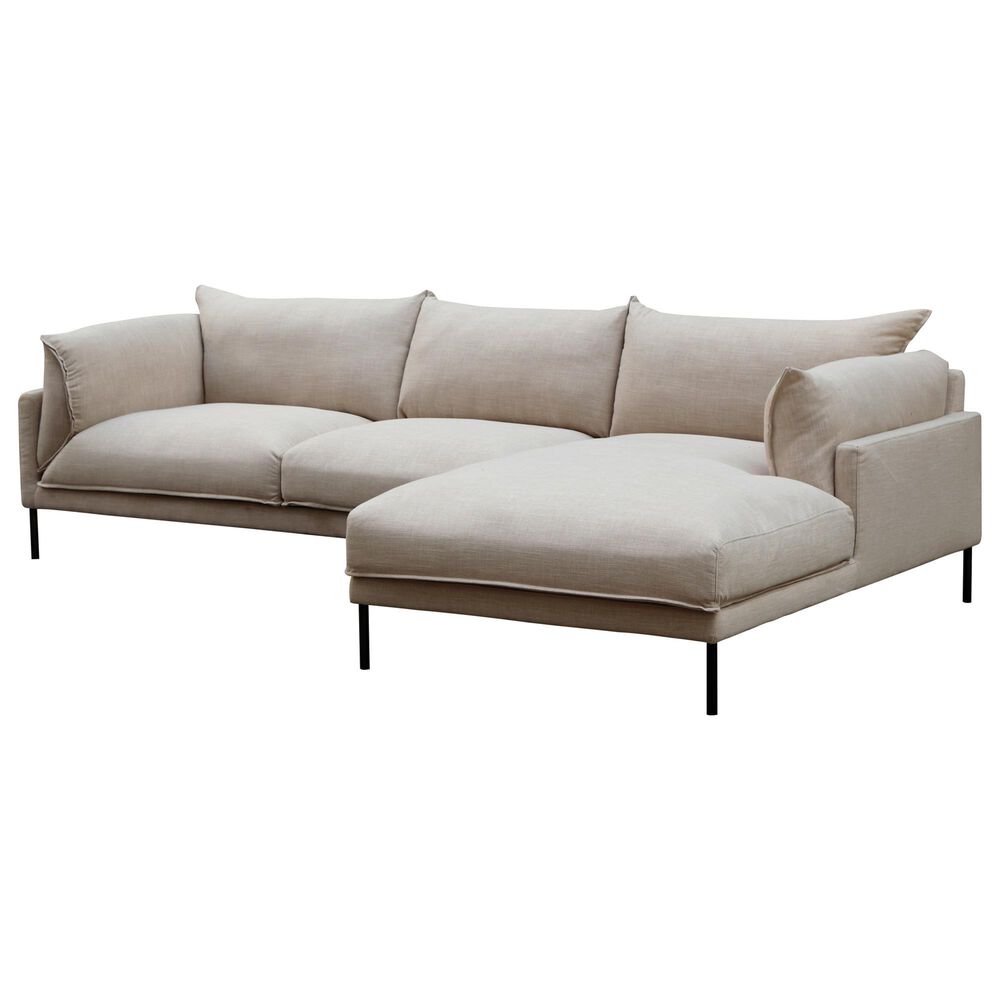 Moe&#39;s Home Collection Jamara 2-Piece Right Facing Stationary Sectional with Chaise in Beige, , large