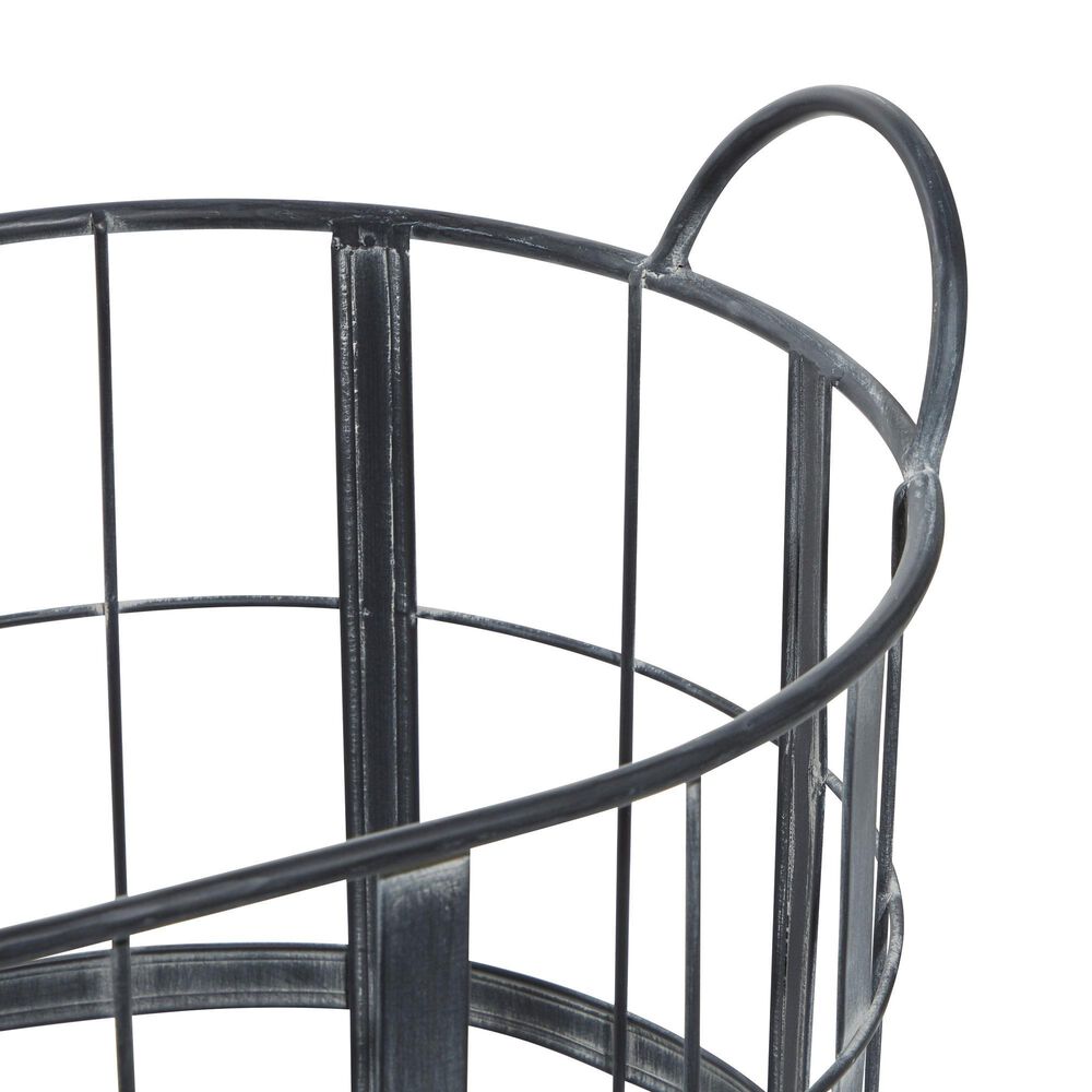 Maple and Jade Industrial Metal Storage Basket in Black &#40;Set of 2&#41;, , large